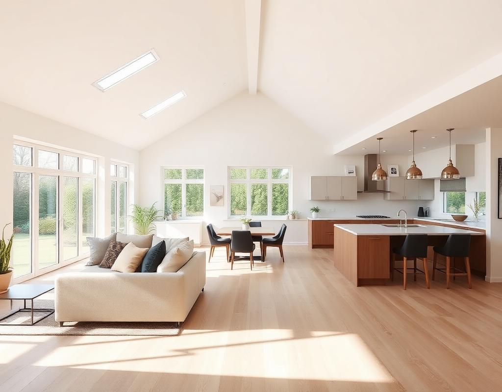 Refreshed open-concept interior