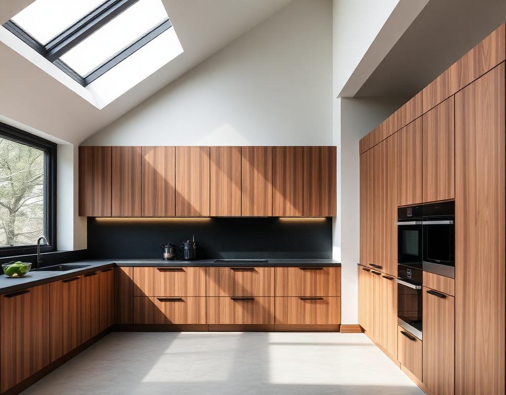 Walnut minimalist with skylight